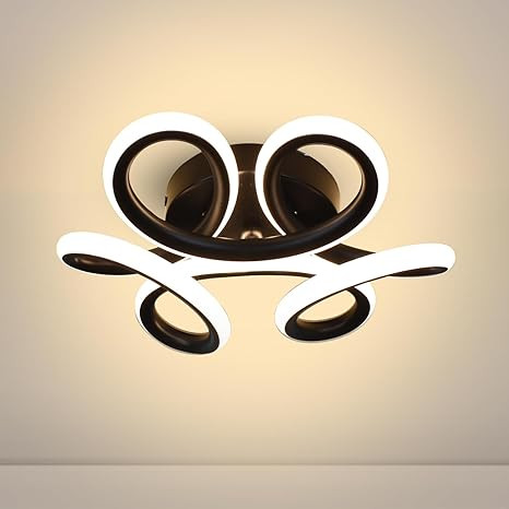 TA Illiana 22W Modern LED Ceiling Light, Round Wave Design, 3 Color Modes (Warm, Cool & Natural White), Decorative Light for Living Room, Bedroom, Office & Dining Area