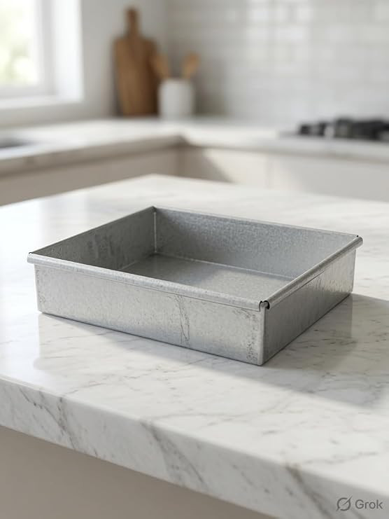 TA Metal Baking Tray for Oven | Heavy Duty Rectangular Pao Baking Pan | Multipurpose Bakeware for Cookies, Brownies & Roasting | Oven Safe Kitchen Tray (8 X 6 x 2 Inch)