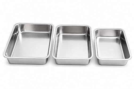 TA Cake Pan Set of 3, Aluminium Tins for Baking, Mirror Finish Bakeware for Wedding Birthday Baby Shower Party, Oven & Dishwasher Safe
