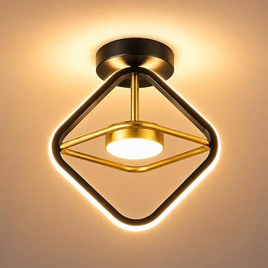 TA Modern Ceiling Light LED Chandelier with Spotlight | 3 Color Modes, Flicker-Free Soft Glow | Flush Mount for Living Room, Hall & Bedroom | 23cm Diamond Square