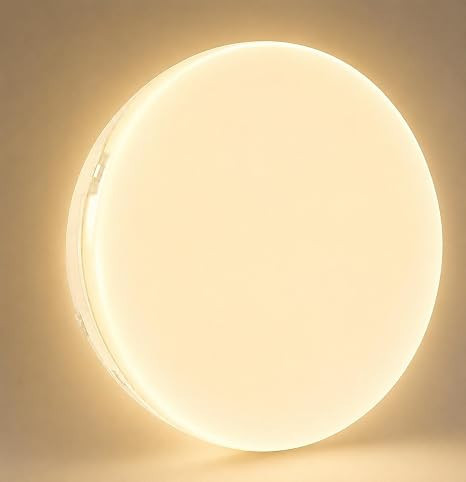 TA LED Bulkhead Moon Light Indoor Wall & Ceiling Light – Weatherproof, Shock Proof, Slim Plastic Surface-Mounted Fixture (18 WATT Round (Warm White)