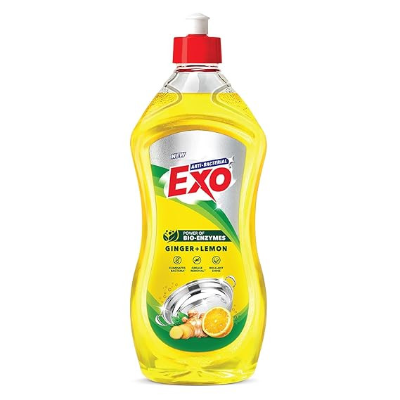 TA Exo Dishwash Liquid Bottle | Ginger & Lemon | Tough Grease Removal for Utensils | Anti-Bacterial Dishwashing Liquid | Bio-Enzyme Liquid Dishwash | No Residue Cleaning | Fresh Citrus Fragrance - 750ml