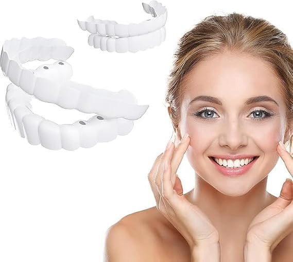 TA Snap-On Instant Perfect Smile Veneers Comfortable Flex Fit Dentures for Top & Bottom| Tooth Cosmetic Cover Comfort Fit Flex Dentures for White Neat Smile