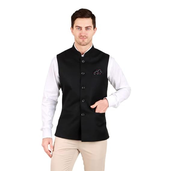 TA Men’s Nehru/Modi Jacket (Waistcoat) along-with Inner pocket - Premium Cotton Fabric with Polyester lining, Stylish Sleeveless Bandhgala Regular Fit for Festive, Casual, or Occasional
