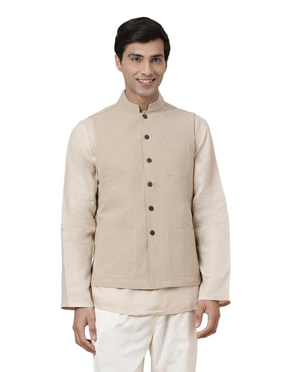 TA Men's Cotton Woven Nehru Jacket