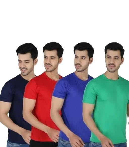 TA Men Dri Fit Active T Shirt Combo Pack of 4 Polyester Sports Half Sleeve Round Neck Tees for Gym Running Workout Black-Red-Blue-Grn 2XL