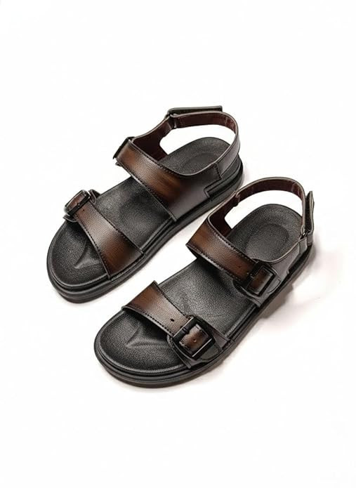 TA Men’s Black Adjustable Sandals | Lightweight Casual Comfort Footwear for Daily Wear | Soft Cushioned Open Toe Slingback Sandals for Men