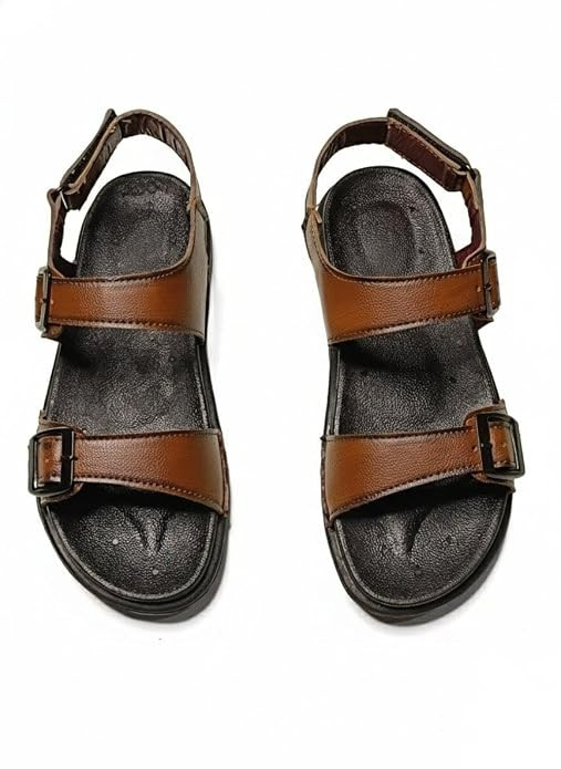 TA Men’s Black Adjustable Sandals | Lightweight Casual Comfort Footwear for Daily Wear | Soft Cushioned Open Toe Slingback Sandals for Men