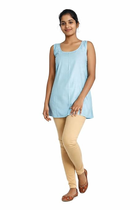 TA Soft Cotton Short Camisole Inner Slips for Women & Girls Layer with Sheer Kurti Chikankari Kurta Suit Slip Summer Tops (Length - 28 inch)
