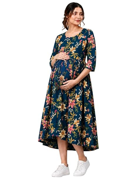 TA Women's Maternity Kurti Set for Women Feeding | Maternity Dresses for Women Cotton | Maternity Wear for Pregnancy | Stylish Maternity Kurta Dress with Zip