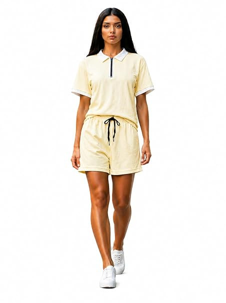 Women's Cotton Tracksuit | Wafle Knit Stylish Co-ords with Shorts | Comfortable All-Season Activewear-BZ1.
