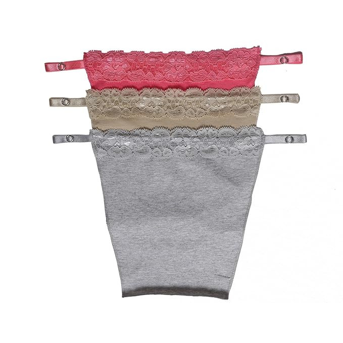 TA Cotton Clip On Camisole for Women | Mock Lace Cleavage Cover | Deep Neck Cover Up Inners | Slip Inner | Free Size | Set of 3