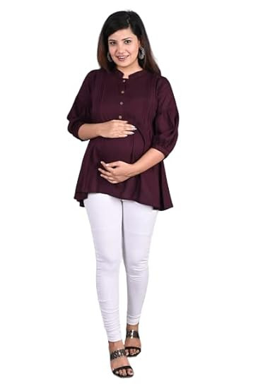 TA Women's Maternity Feeding Top with Zip for Easy Nursin | Nursing Tops for Feeding Baby | Short Kurti for Mothers