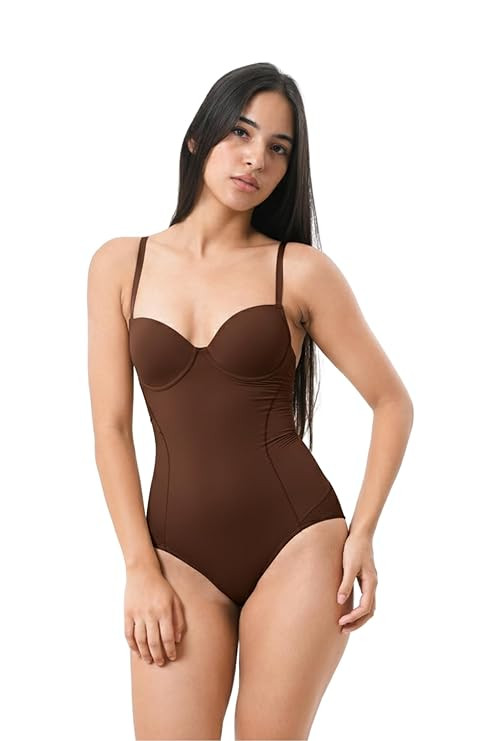 TA Premium Lingerie Bodysuit Shapewear, Deep V-Neck Bodysuit with Built-In Bra for Women, Tummy Control Body Shaper, All-Day Comfort, Seamless Sculpting Fit with Floral Lace Back Design