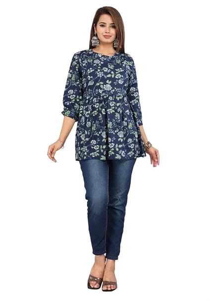 TA 100% Cotton Maternity Feeding Top for Women | Nursing Short Kurtis with Zip | Pregnancy Long Tunics for Jeans | Maternity Nursing Clothes for Easy Breast Feeding | Pregnancy Clothing.