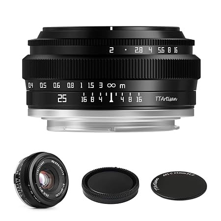 TTArtisan 25mm F2 Wide-Angle APS-C Camera Lens Large Aperture Manual Fixed Camera Lens Compatible with Fuji X-Mount Cameras X-A2 X-A2 X-A3 X-A5 X-A7 X-H1 XT1 X-T2 X-T3 X-T20 X-T30 X-T100 X-T200 X-PRO1