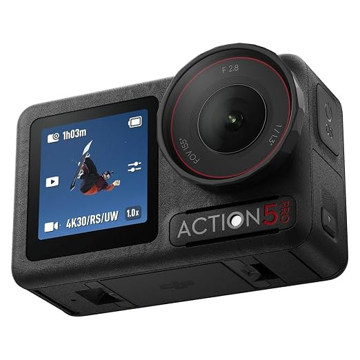 DJ I Osmo Action 5 Pro Standard Combo 4K 120fps Waterproof Action Camera 1/1.3 Inch Sensor Dual OLED Touchscreen Stabilization Subject Tracking for Sports Vlogging Travel.