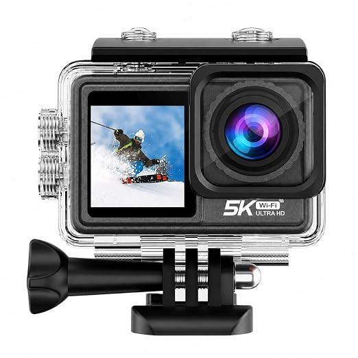 ORLOV 5K Action Camera with Dual Touch Screen, 48MP, WiFi, EIS Stabilization, 30M Waterproof Case & Remote Control.