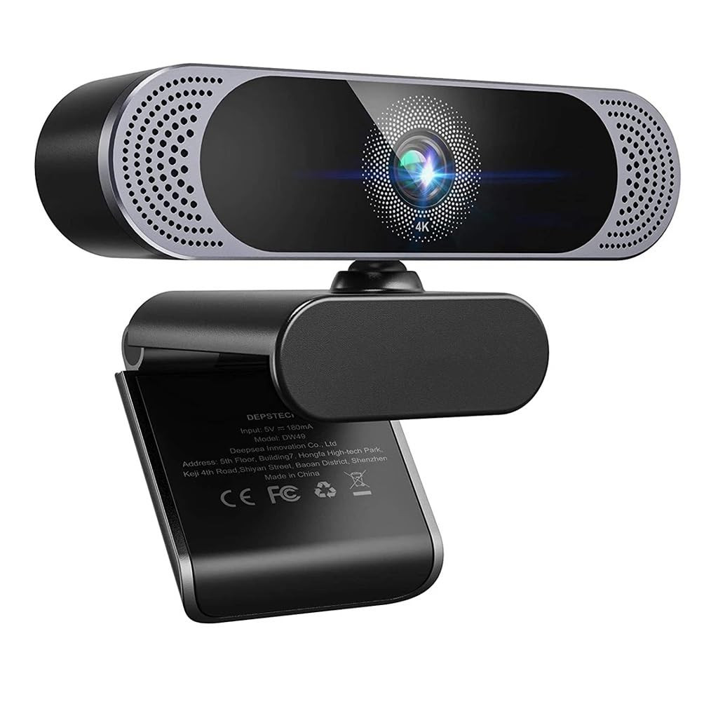 4K 8MP Webcam with Noise-Canceling Microphone Tripod Plug Play Web Camera for Meeting Video