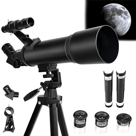 Telescope for Long Distance Galaxy - 20x-200x Astronomy Telescope for Kids & Adults, Astronomical Reflector Telescopes with Tripod, 70mm Aperture, 400mm Focal Length, AZ Mount