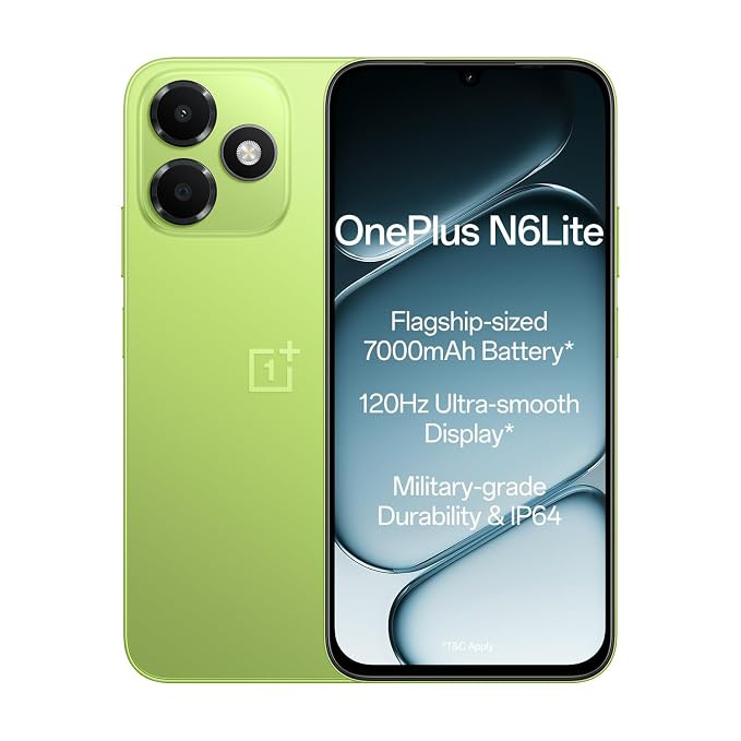 OnePlus N6 Lite | 4GB+64GB | Neo Green | Massive 7000mAh Long-Lasting Battery | 120Hz Ultra Smooth Display | 36 Months Fast & Smooth | Military-Grade Durability.