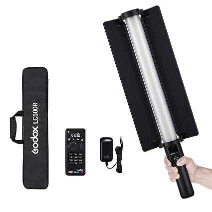 Godox LC500RR with Remote RGB Stick Light | 2500K-8500K Color Temperature | 14 Lighting Effects | Light Stick with Barndoor & Carry Bag