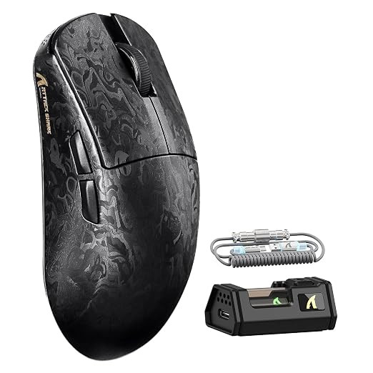 ATTACK SHARK R11 Ultra 8K Carbon Fiber Wireless Gaming Mouse-Black Ink.