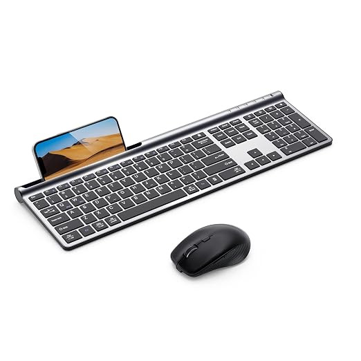 Samsers Wireless Keyboard and Mouse Combo Dual-Mode Bluetooth 5.0x2 + 2.4G, Multi-Device Full-Size Compact, MacOS/iOS/Android/Windows, Silver Black.