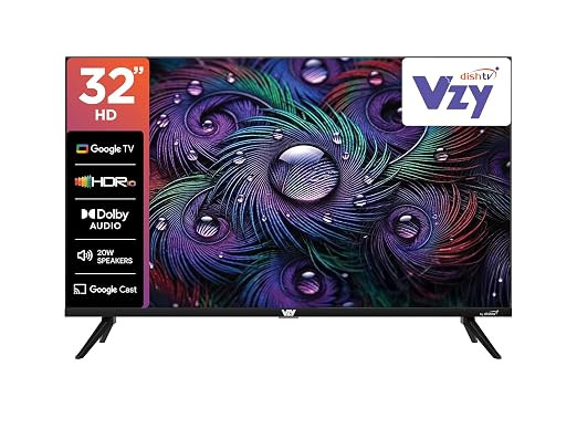 VZY by Dish TV with DTH & OTT Subscription 80 cm (32 inch) HD Ready Smart TV with 1 Year Premium Bundled Content Offering (200+DTH Channels & 18+OTTs) HDR10|20W Speaker (A32HDLG5X)