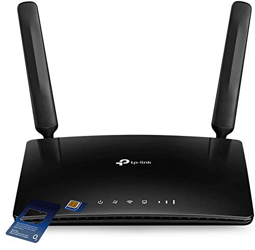 TP-Link MR6400 4G Cat4 LTE Single Band Router with O2 Data SIM Card Bundle.