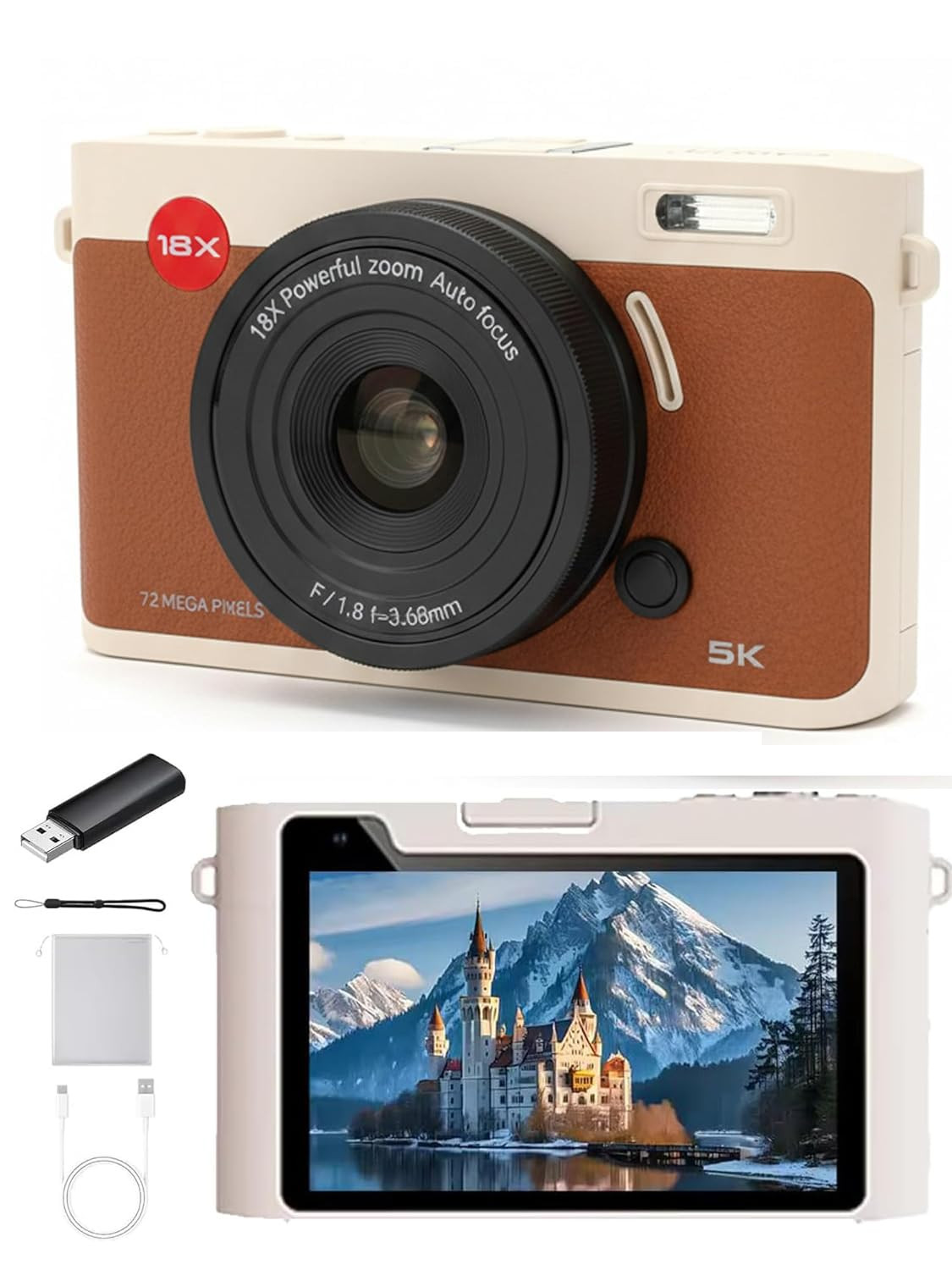 Cason 5K Digital Camera for Photography – 64 MP Digital Point and Shoot Camera for Photos and Video with Touchscreen Autofocus,18X Zoom & WiFi Mini Digi Cameras Vintage for Adults