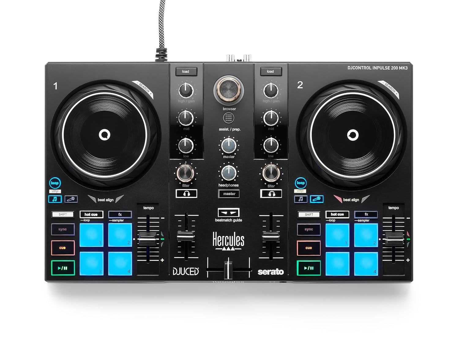Hercules DJControl Inpulse 200 MK3 – Ideal DJ Controller to Start DJing – Software and Tutorials Included – Spotify and Apple Music streaming with Serato DJ Lite