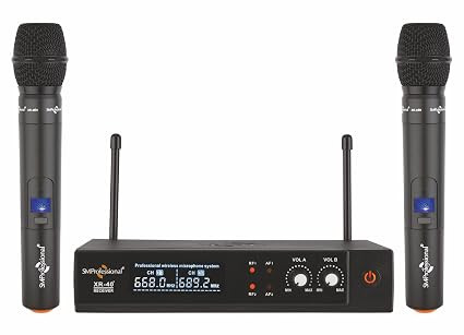 Studiomaster XR 40 HH – Dual UHF Wireless Microphone System with 2 Handheld Mics & Receiver, Audio for Stage, Karaoke, Events, and Public Speaking