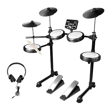 Kadence MD200A Home Series 7-Piece Electric Drum Kit | Bluetooth Audio | USB-MIDI | Preset Kits | Compact Practice & Rehearsal Setup | Black