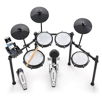 Alesis Nitro Max Kit Eight Piece Electronic Drum Kit with Mesh Heads, Bluetooth