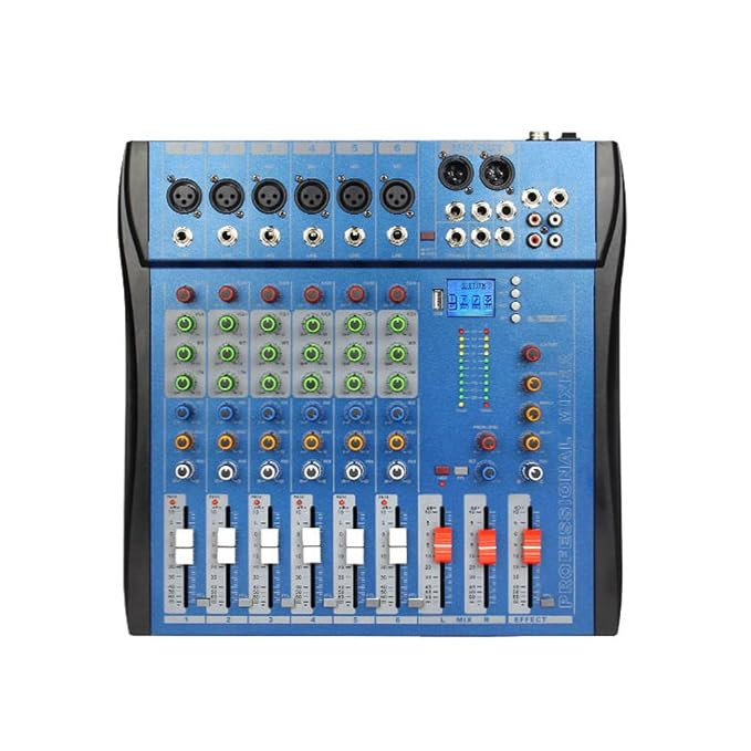 6 Channels Audio Mixer DJ Mixer Wireless USB Digital Mixer US Plug Portable