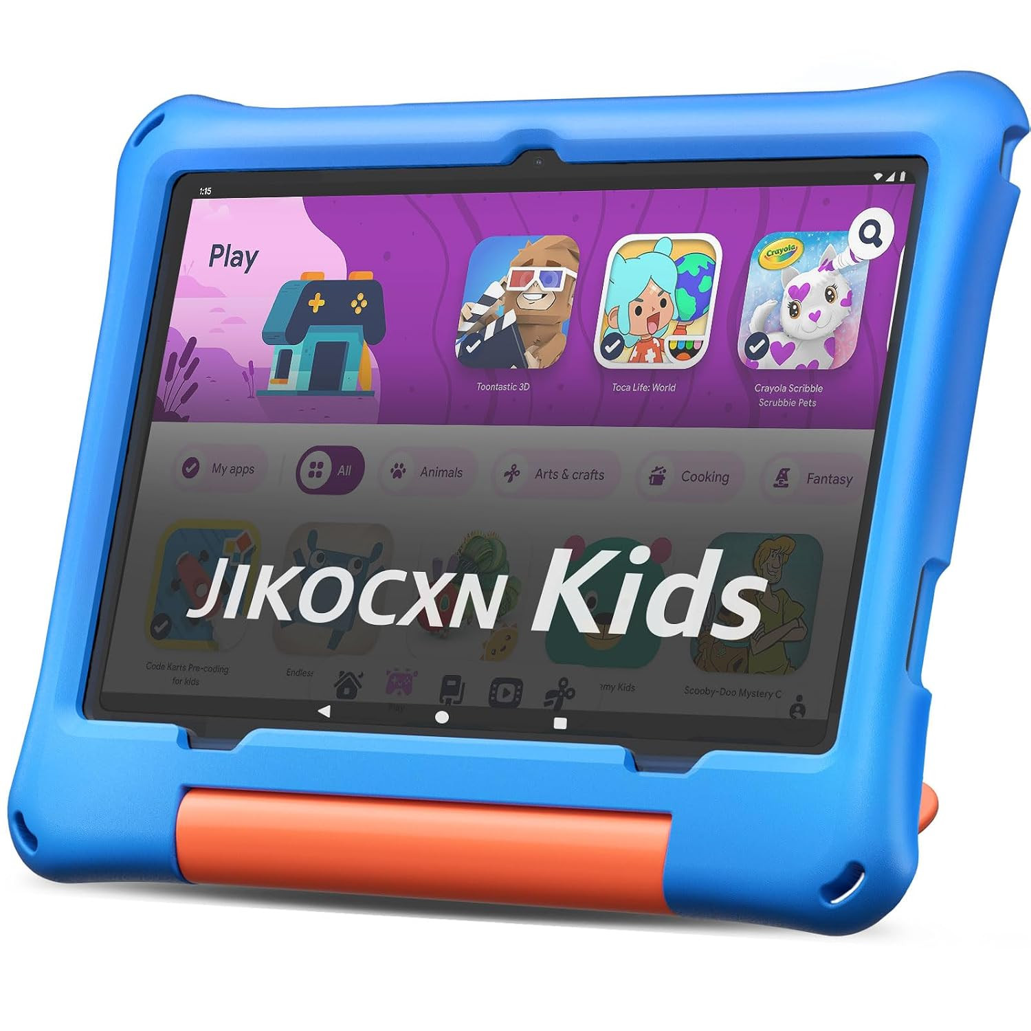 JIKOCXN 2024 New Tablet, 10 Inch Tablet with Case, Parental Control, 10 (4+6) GB+64GB, Space, WiFi, BT5.3, FM, GPS, Great Gift for Little Kids (Blue).