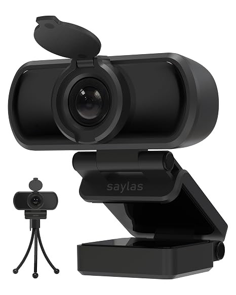 saylas 1080P Webcam for PC with Microphone, 100° FOV, USB Webcam with Privacy Cover and Tripod, Plug&Play Computer Camera for Online Calling, Zoom/Teams/Facetime