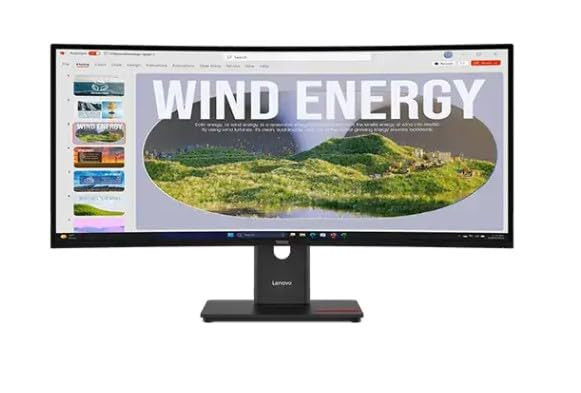 Lenovo ThinkVision T34WD-40 34" UWQHD Curved Monitor (3440×1440) | 99% sRGB & BT.709 | USB-C Docking | VA Panel | 120Hz | Low Blue Light | Designed for Work & Content Creation