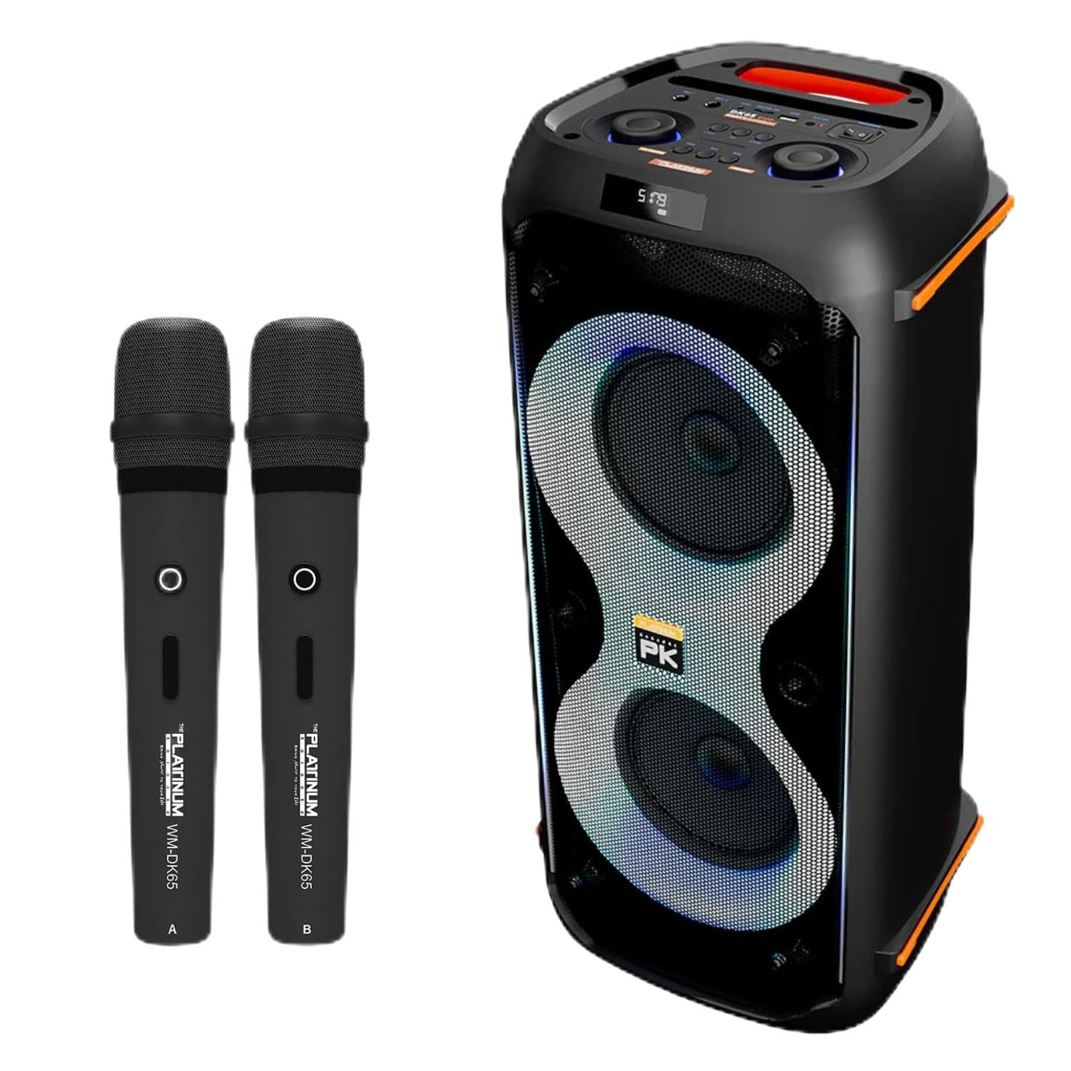 Platinum Karaoke DK-65 Duo Party Jukebox with Built-in Speaker, 2 Wireless Microphones, and 20K English & Filipino OPM Tagalog Songs.