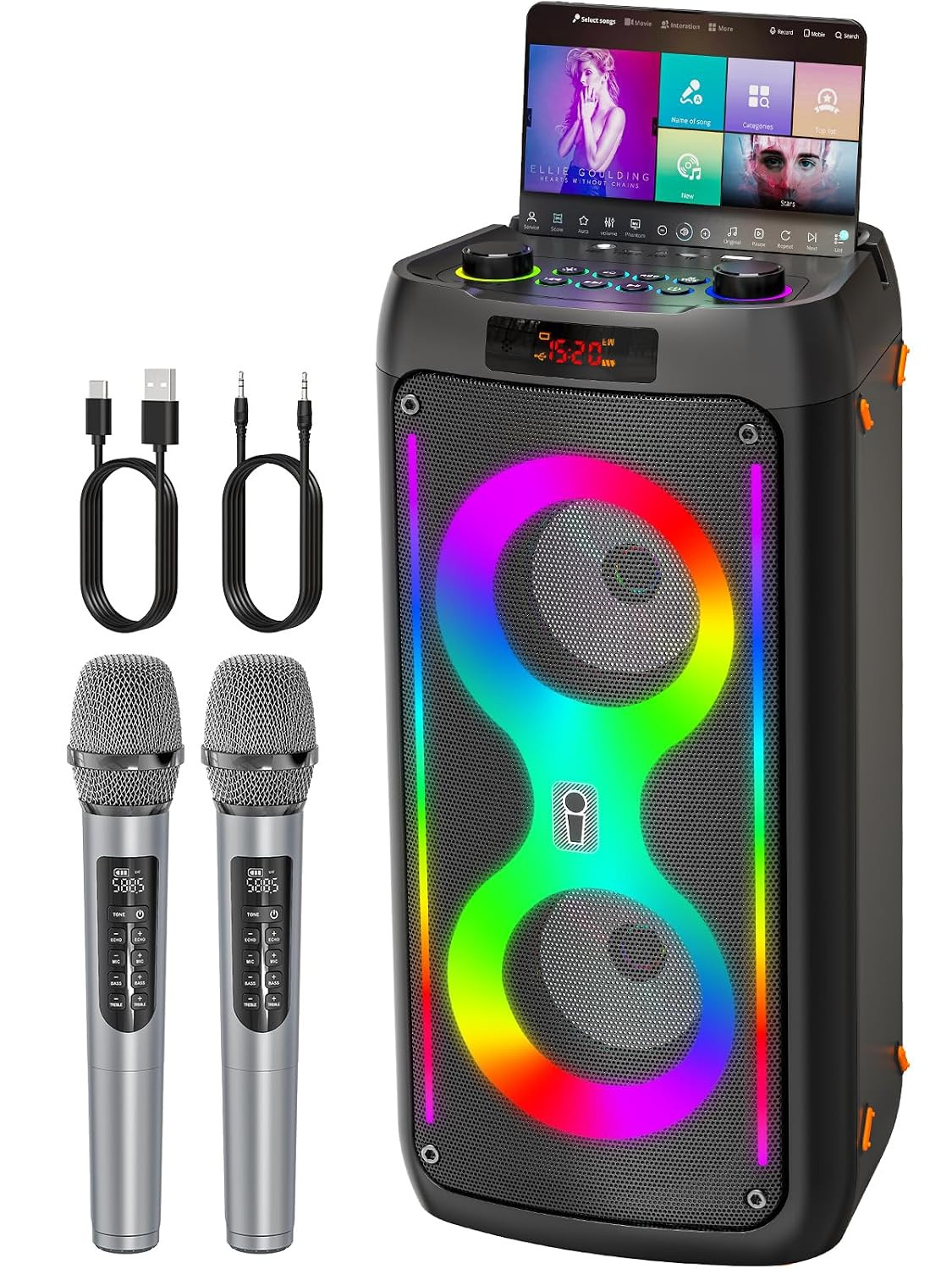 Electronic Speaker, Portable Bluetooth Speaker Support TF Card USB REC with for Singing, Weddings DJ、 Party, Speech, Church, Classroom use,