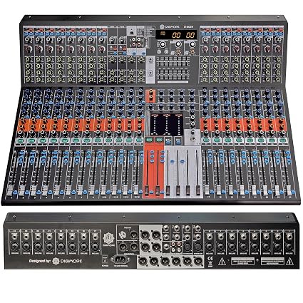 Digimore 24-Channel Audio Mixer | 6 Aux, 4 Groups & 1 Bass XLR Output | Pre/Post Control | Mute & 48V Phantom Power | 99 DSP Effects | BT 5.4/USB/PC Recording | Ideal for DJ & Live Events (D-2024)