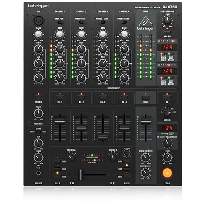 Behringer Pro Mixer DJX750 Professional 5-Channel DJ Mixer with Advanced Digital Effects and BPM Counter